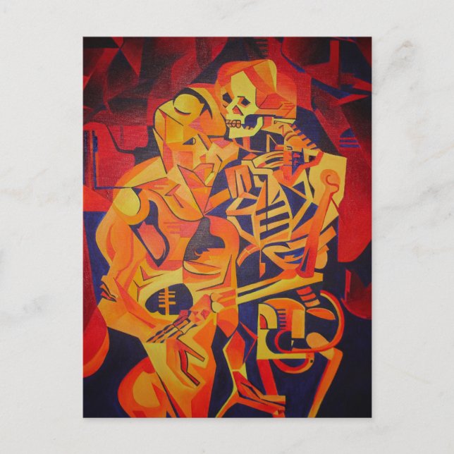Embracing Death Colourful Geometric Art Postcard (Front)