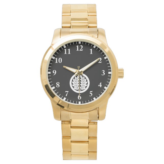 Embracing holly leaves in circle watch (Front)