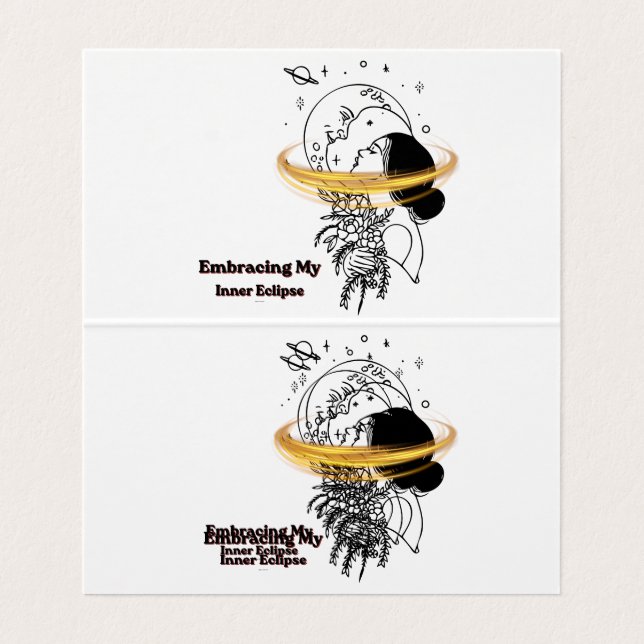 Embracing My Inner Eclipse Celestial Moon Line Art Business Card (Inside Unfolded)