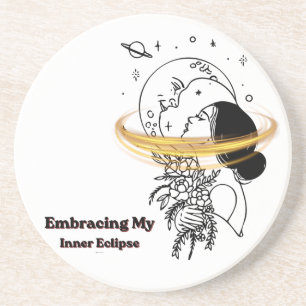 Embracing My Inner Eclipse Celestial Moon Line Art Coaster