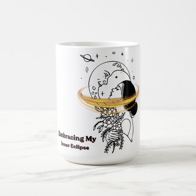 Embracing My Inner Eclipse Celestial Moon Line Art Coffee Mug (Center)