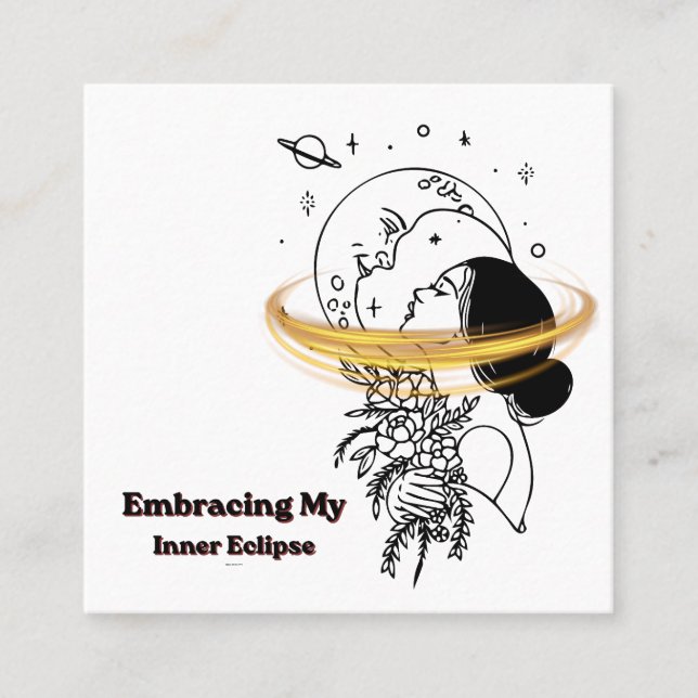 Embracing My Inner Eclipse Celestial Moon Line Art Square Business Card (Front)