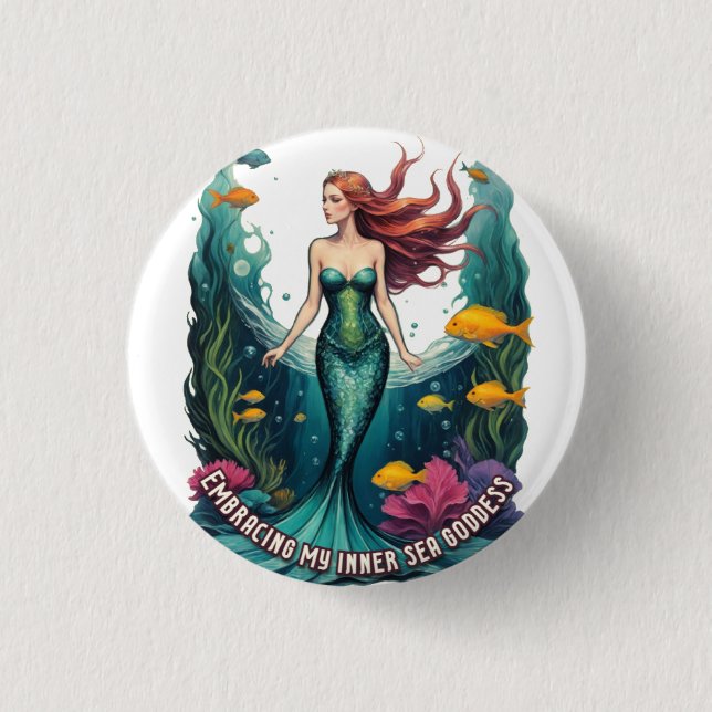Embracing My Inner Sea Goddess - Mermaid 3 Cm Round Badge (Front)