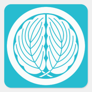Embracing oak leaves in circle square sticker