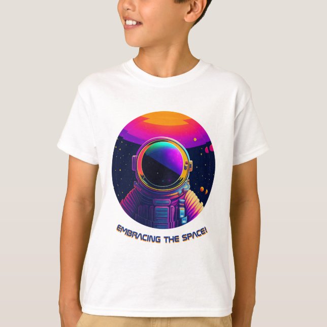 Embracing the Space White Kids Tshirt (Front)