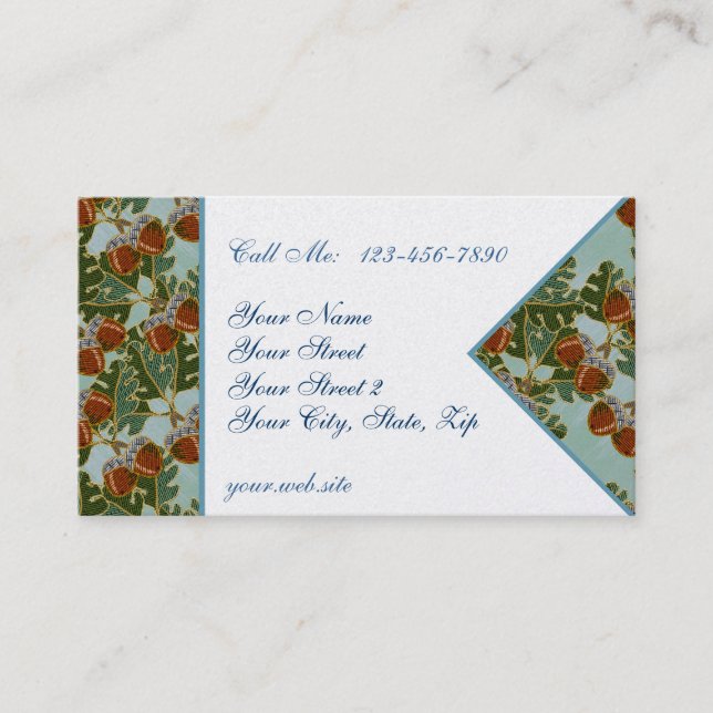 Embroidered Acorn and Oak Business Cards (Front)