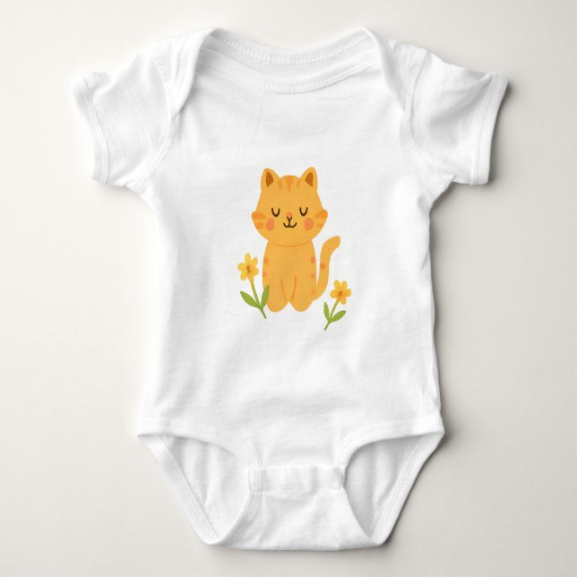 Embroidered Baby Cat Bodysuit (Front)