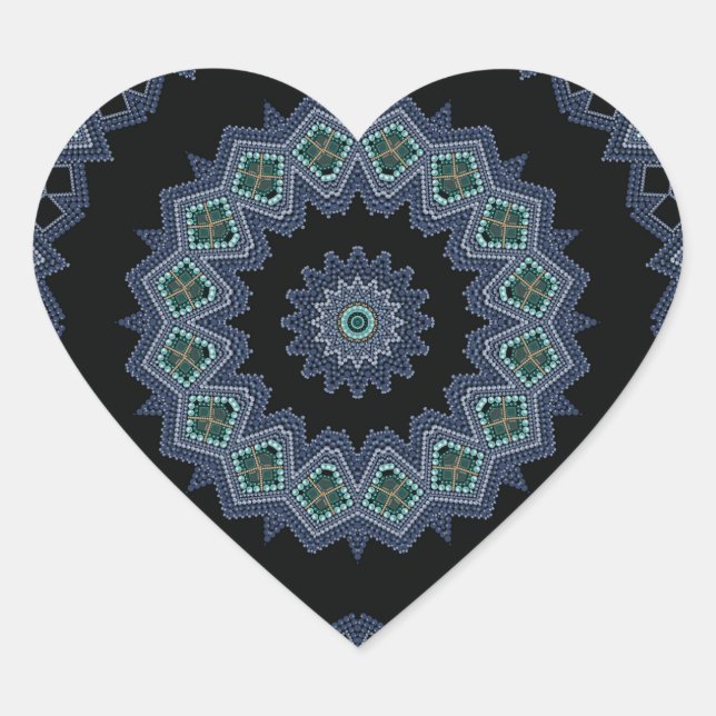 Embroidered beads pattern heart sticker (Front)