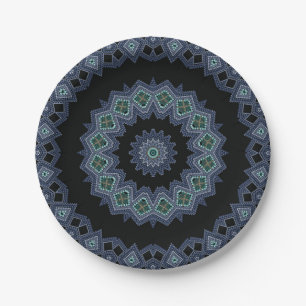Embroidered beads pattern paper plate