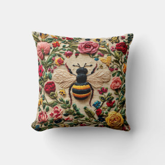 Embroidered Bee Cushion