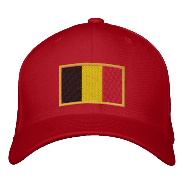 Embroidered Belgian Flag on Cap (Front)