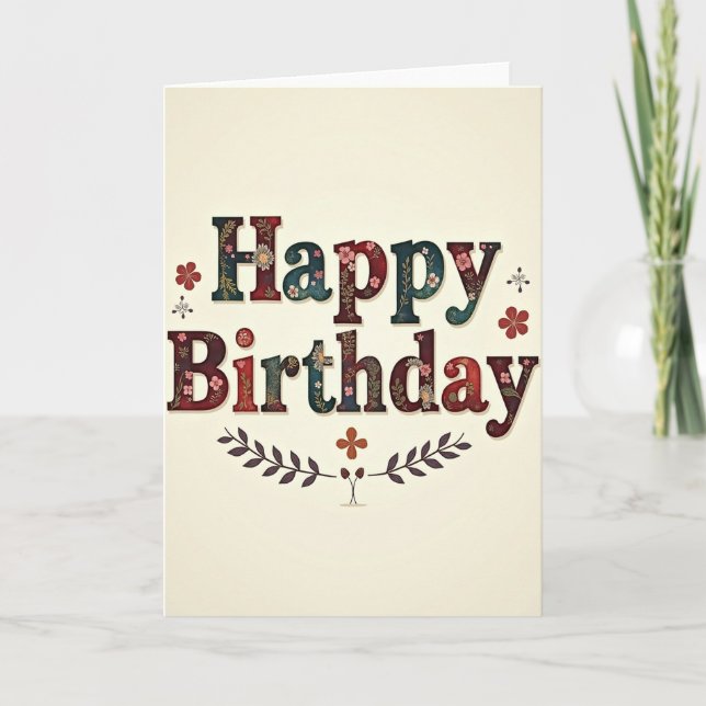 Embroidered Birthday Card (Front)