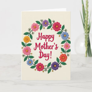 Embroidered Bloom Mothers Day Card