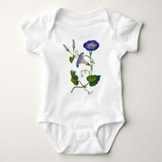 Embroidered Blue Morning Glories Baby Bodysuit