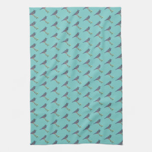 Embroidered Bluejay Kitchen Towel