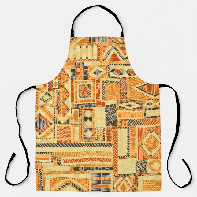 Embroidered Bohemian Patchwork Seamless Pattern Apron (Front)