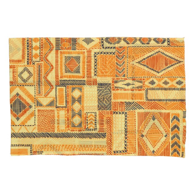 Embroidered Bohemian Patchwork Seamless Pattern Pillowcase (Front)