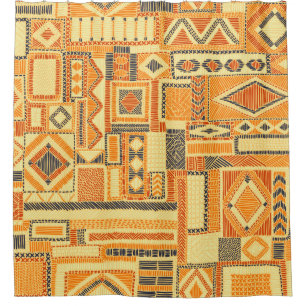 Embroidered Bohemian Patchwork Seamless Pattern Shower Curtain