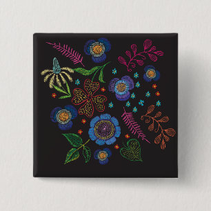 embroidered brooch 15 cm square badge