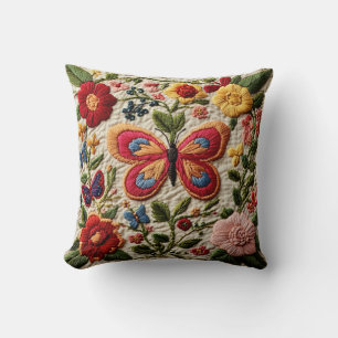 Embroidered Butterfly Cushion