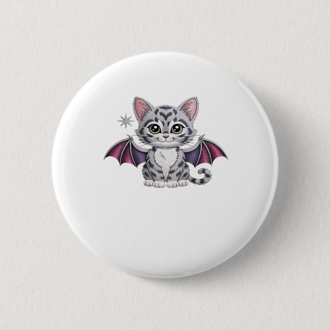 embroidered cat bat Classic T-Shirt 6 Cm Round Badge (Front)