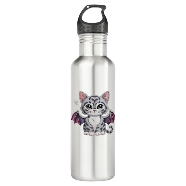 embroidered cat bat Classic T-Shirt 710 Ml Water Bottle (Front)