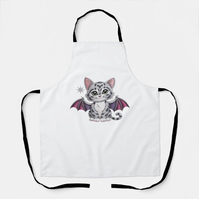embroidered cat bat Classic T-Shirt Apron (Front)