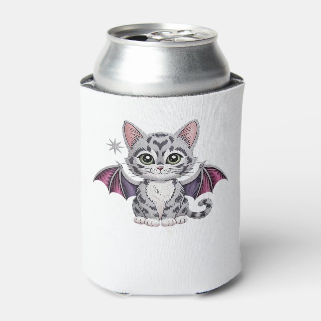 embroidered cat bat Classic T-Shirt Can Cooler (Can Front)