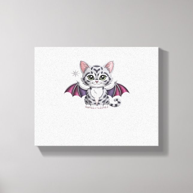 embroidered cat bat Classic T-Shirt Canvas Print (Front)