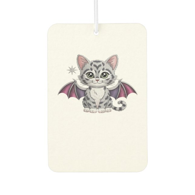 embroidered cat bat Classic T-Shirt Car Air Freshener (Front)