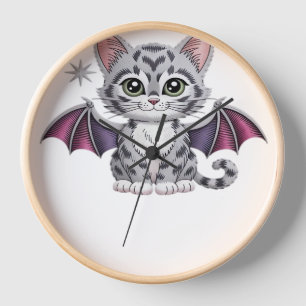 embroidered cat bat Classic T-Shirt Clock
