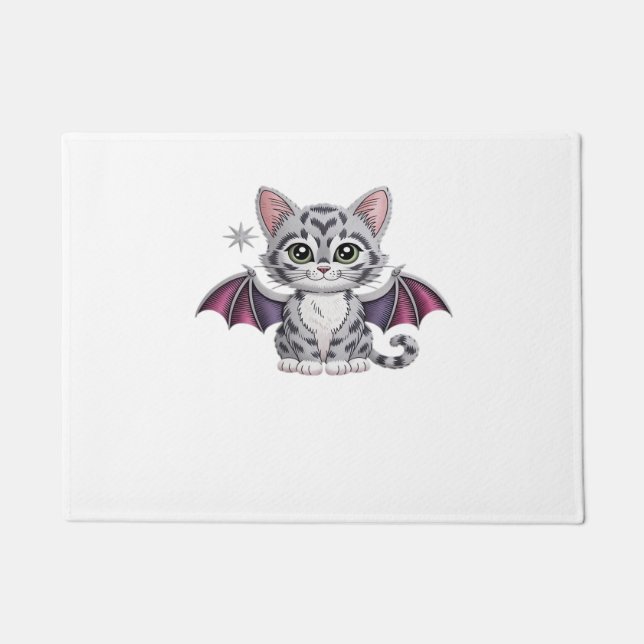 embroidered cat bat Classic T-Shirt Doormat (Front)