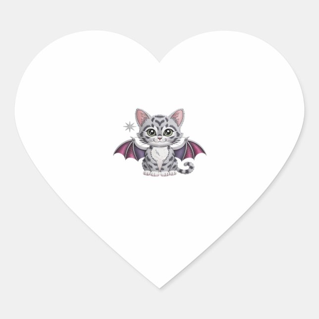 embroidered cat bat Classic T-Shirt Heart Sticker (Front)