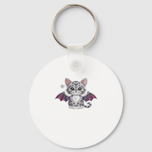 embroidered cat bat Classic T-Shirt Key Ring