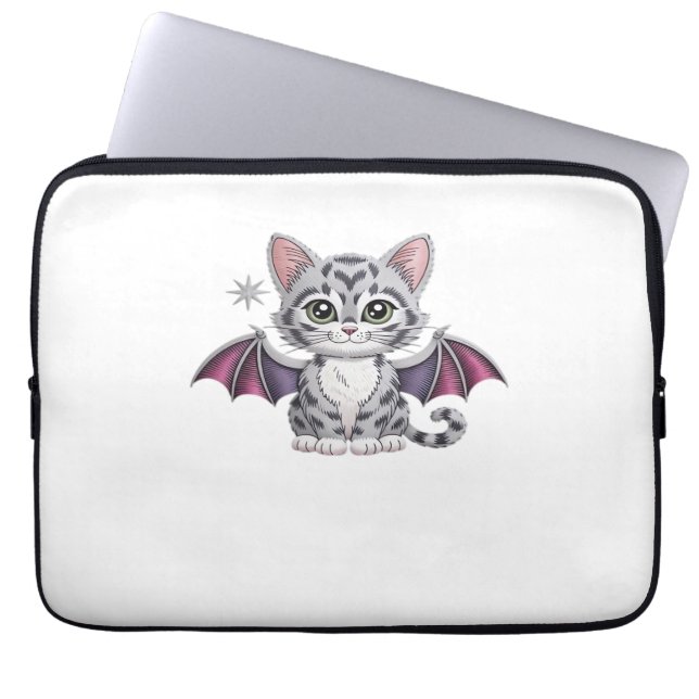 embroidered cat bat Classic T-Shirt Laptop Sleeve (Front)