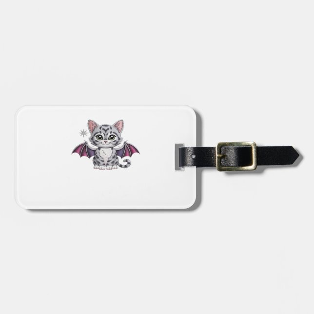 embroidered cat bat Classic T-Shirt Luggage Tag (Front Horizontal)