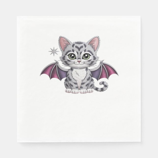 embroidered cat bat Classic T-Shirt Napkin (Front)