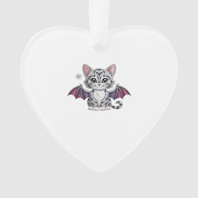 embroidered cat bat Classic T-Shirt Ornament (Front)