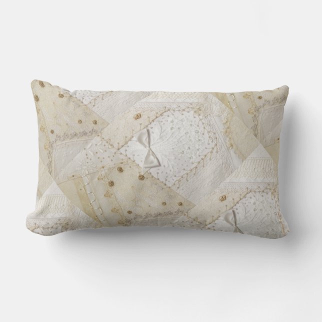 Embroidered Crazy Quilt Design  Lumbar Cushion (Front)