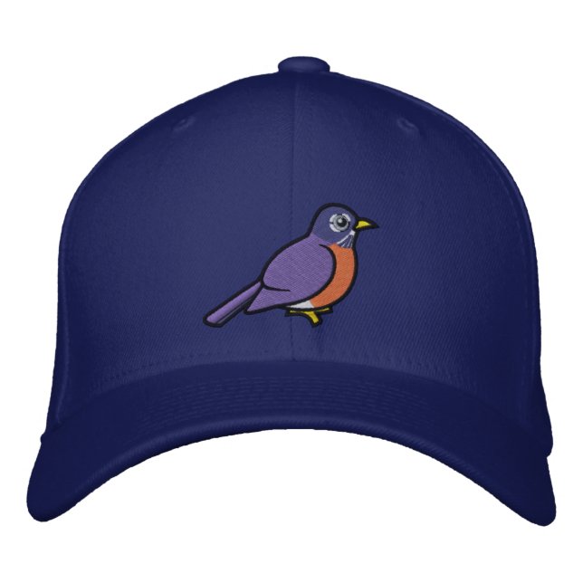 Embroidered cute American Robin Embroidered Hat (Front)