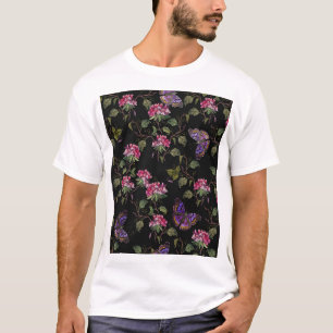 Embroidered Datura Flowers: Botanical Art T-Shirt