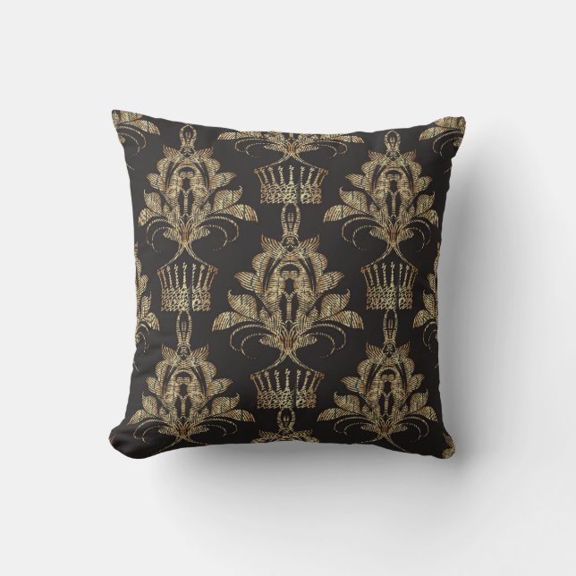 Embroidered Floral Damask: Royal Seamless. Cushion (Front)