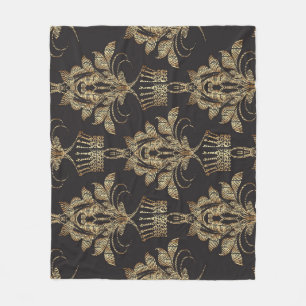 Embroidered Floral Damask: Royal Seamless. Fleece Blanket