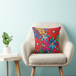 Embroidered Floral Design Cushion