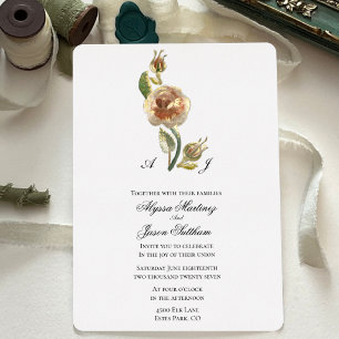 Embroidered Floral Foil Wedding Invitation