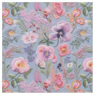 Embroidered Floral Seamless Pattern Fabric