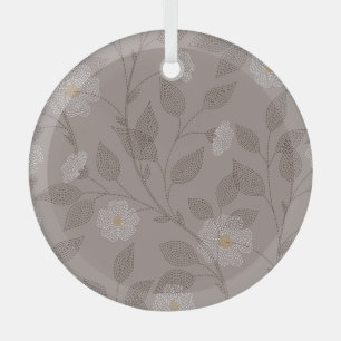 Embroidered flowers and leaves, seamless design. glass tree decoration