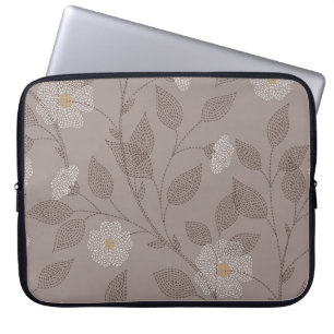 Embroidered flowers and leaves, seamless design. laptop sleeve