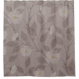 Embroidered flowers and leaves, seamless design. shower curtain