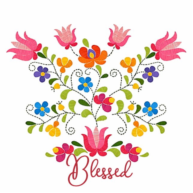 Embroidered flowers custom magnet photo sculpture magnet (Front)